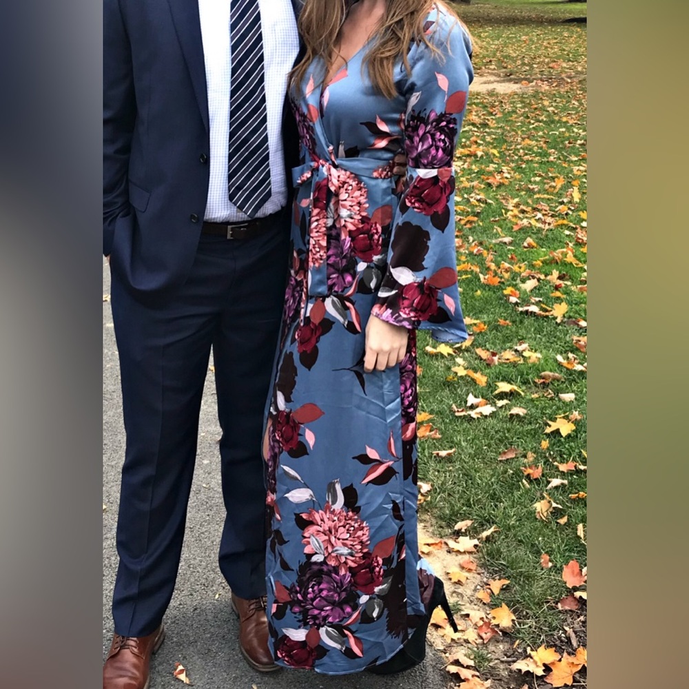 Long sleeve floral print maxi dress